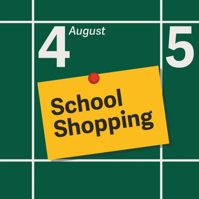 Okay, we might be a day late on our post… but you’re right on time to kick off your back-to-school shopping.
Let’s get it. 💪 Check out the schedule for the next few days. We’ve got a game plan to help you get prepped, packed, and ready to roll into your first day of class. 🔥